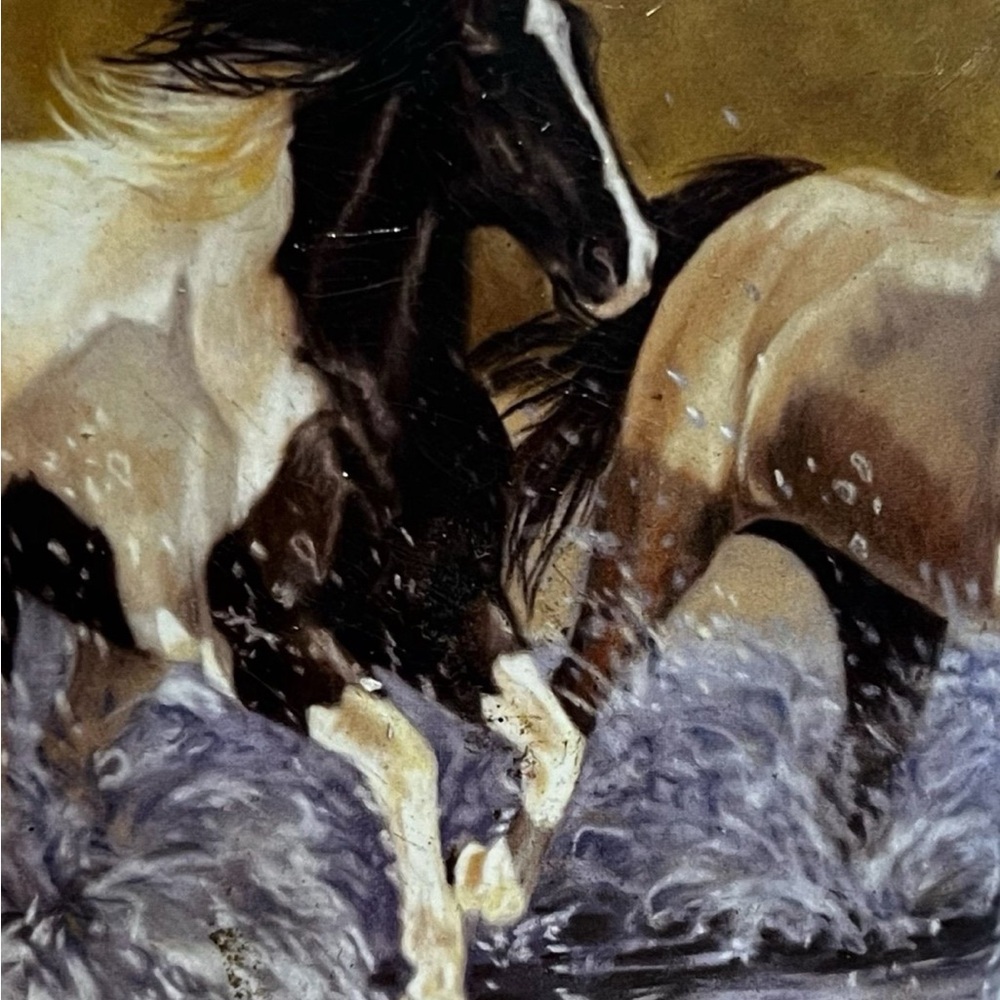 Hand painted vintage 9oz “wild horse” flask (signed) - Picture 6 of 7